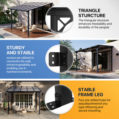 10 Ft. W x 8 Ft. D Aluminum Pergola with Canopy