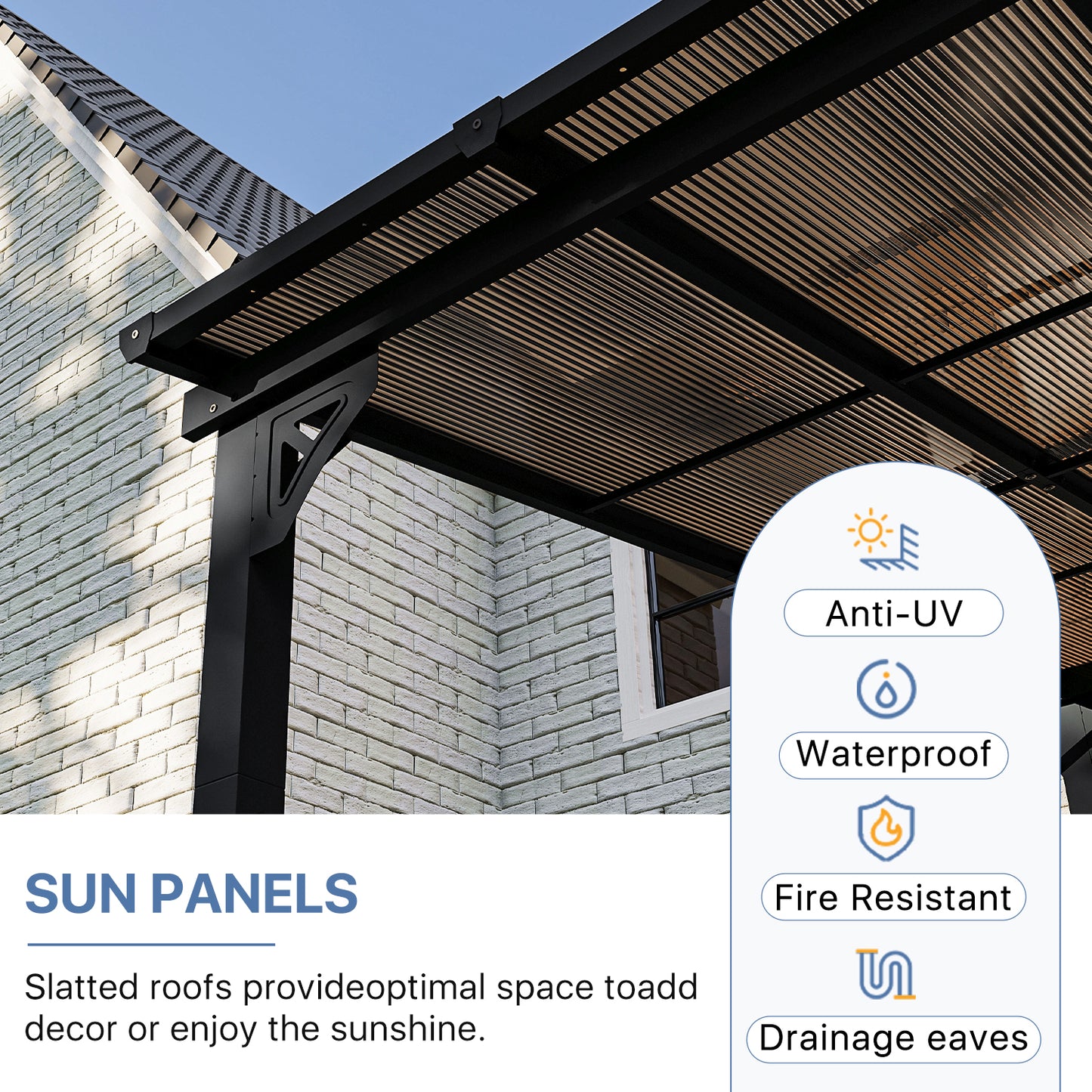 8 Ft. W x 10 Ft. D Metal Pergola With Canopy