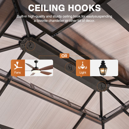 14 Ft X 10 Ft Aluminum Patio Hardtop Gazebo