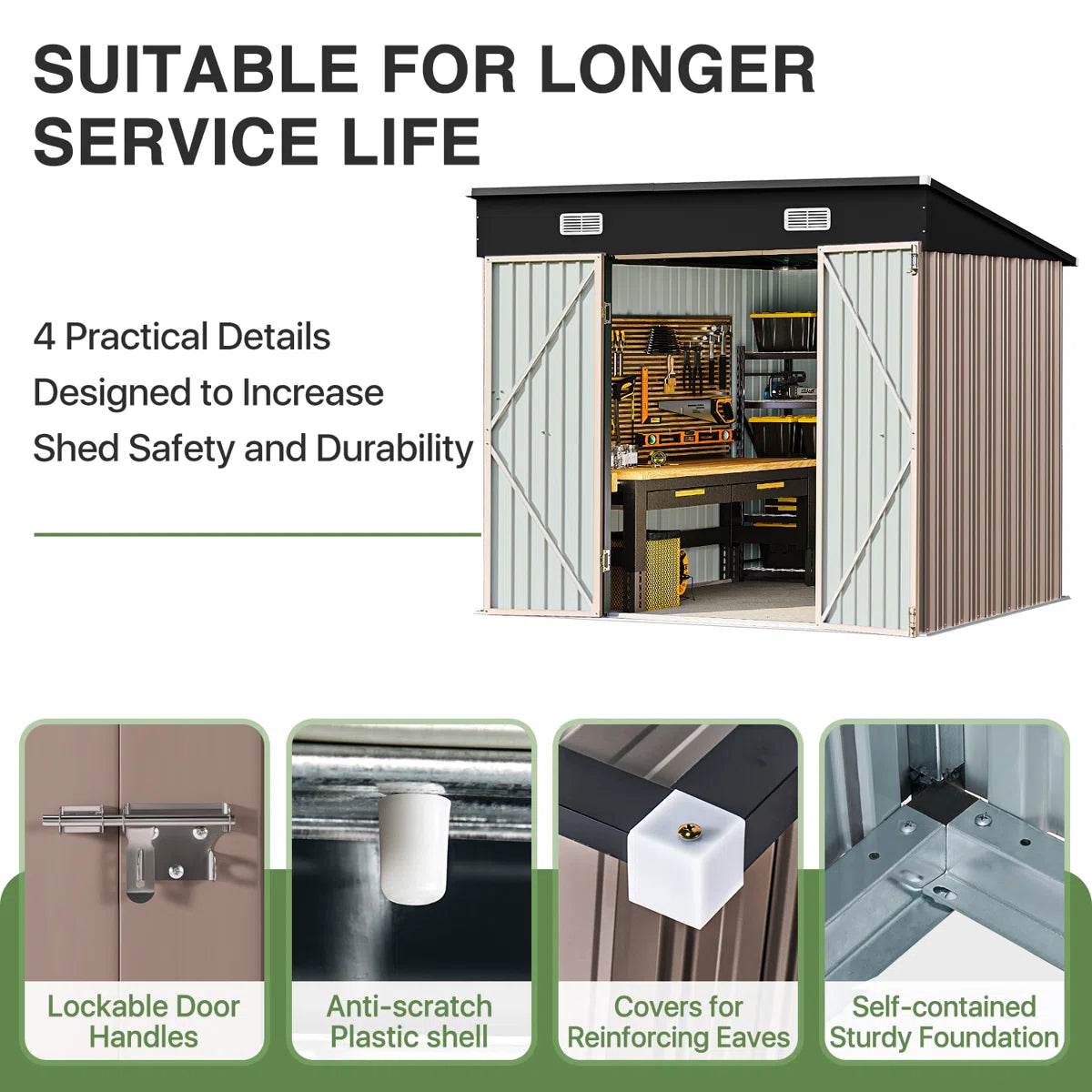 7.5 Ft. W X 6.1 Ft. D Metal Storage Shed