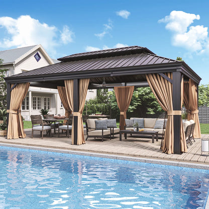 20 Ft. W X 12 Ft. D Metal With Water Guide Roof, 4.7inch Aluminum Post Patio Gazebo