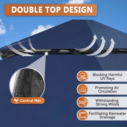 10 Ft. W X 10 Ft. D Steel Patio Gazebo The Soft Roof Gazebos