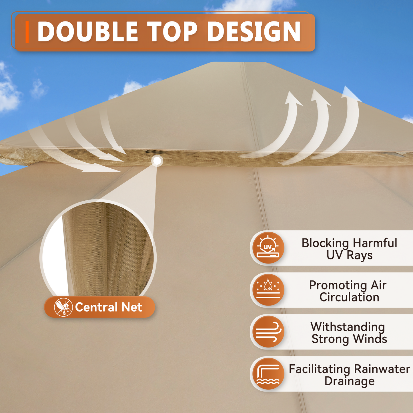 10 Ft. W X 10 Ft. D Steel Patio Gazebo The Soft Roof Gazebos