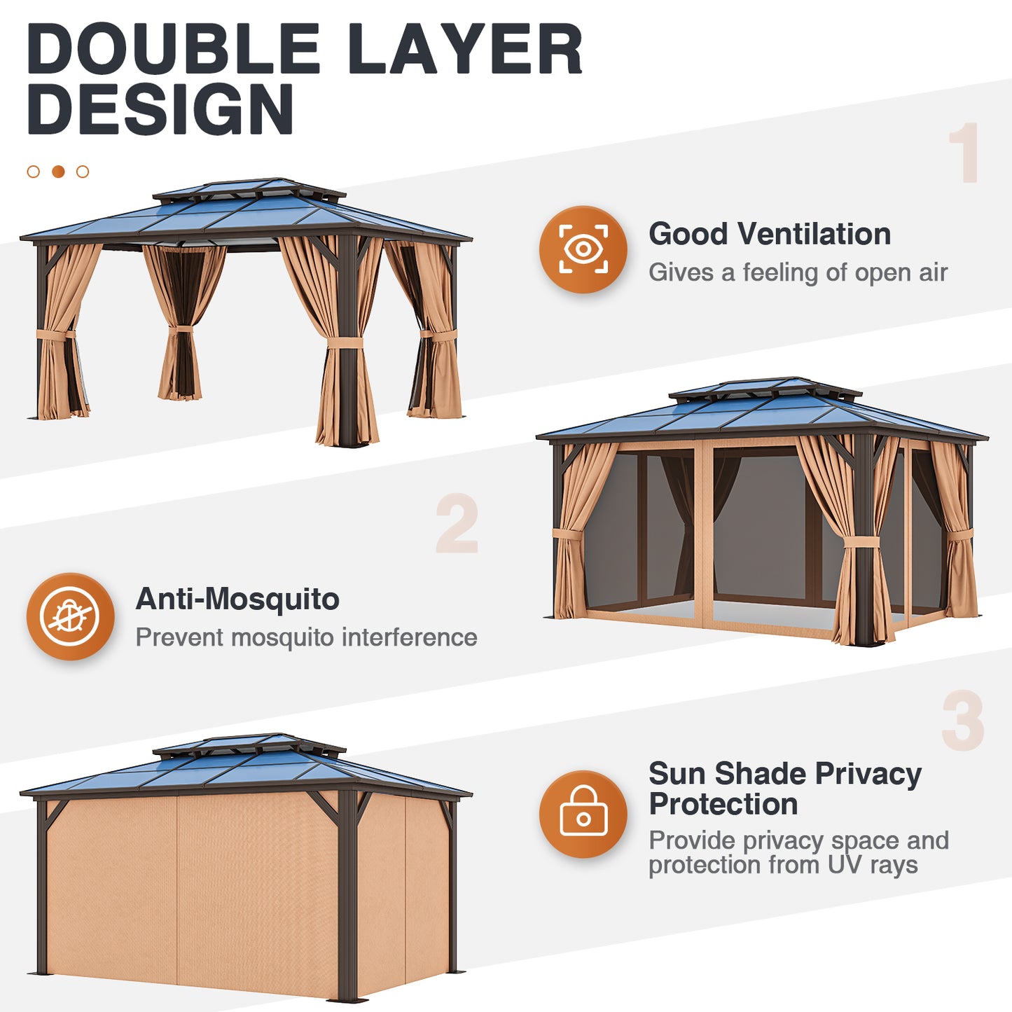 14 Ft X 10 Ft Aluminum Patio Hardtop Gazebo