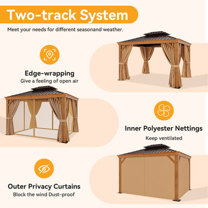 20 Ft. W x 12 Ft. D Aluminum Roof with Galvanized Steel Patio Gazebo