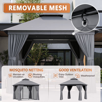 10 Ft. W X 10 Ft. D Steel Patio Gazebo The Soft Roof Gazebos