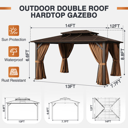 14 Ft. W X 12 Ft. D Aluminum Patio Hardtop Gazebo