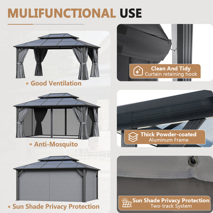 16 Ft. W X 12 Ft. D Metal Patio Gazebo With String Lights