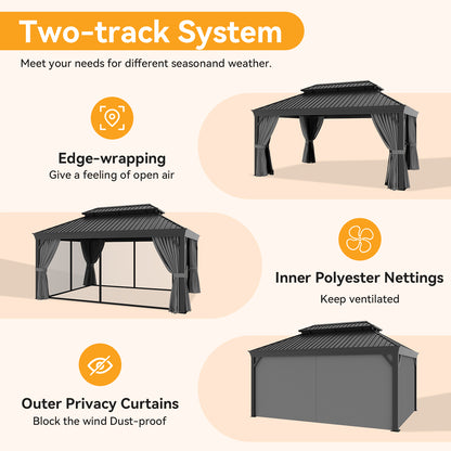 16 Ft. W x 12 Ft. D Aluminum Patio Gazebo