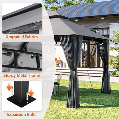 13 Ft. W X 10 Ft. D Steel Patio Gazebo The Soft Roof Gazebos