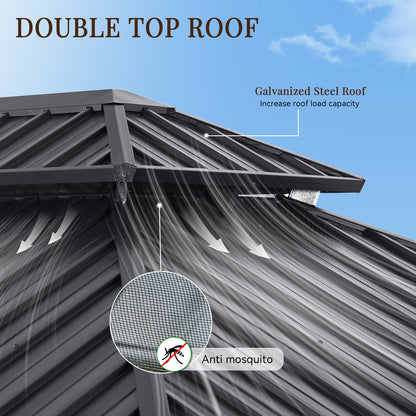 14 Ft. W X 10 Ft. D Patio Gazebo With Double Roof