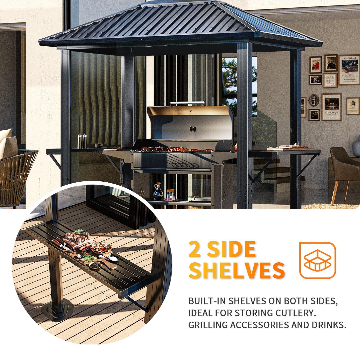 8 Ft. W X 5 Ft. D Metal Patio Gazebo For Bbq