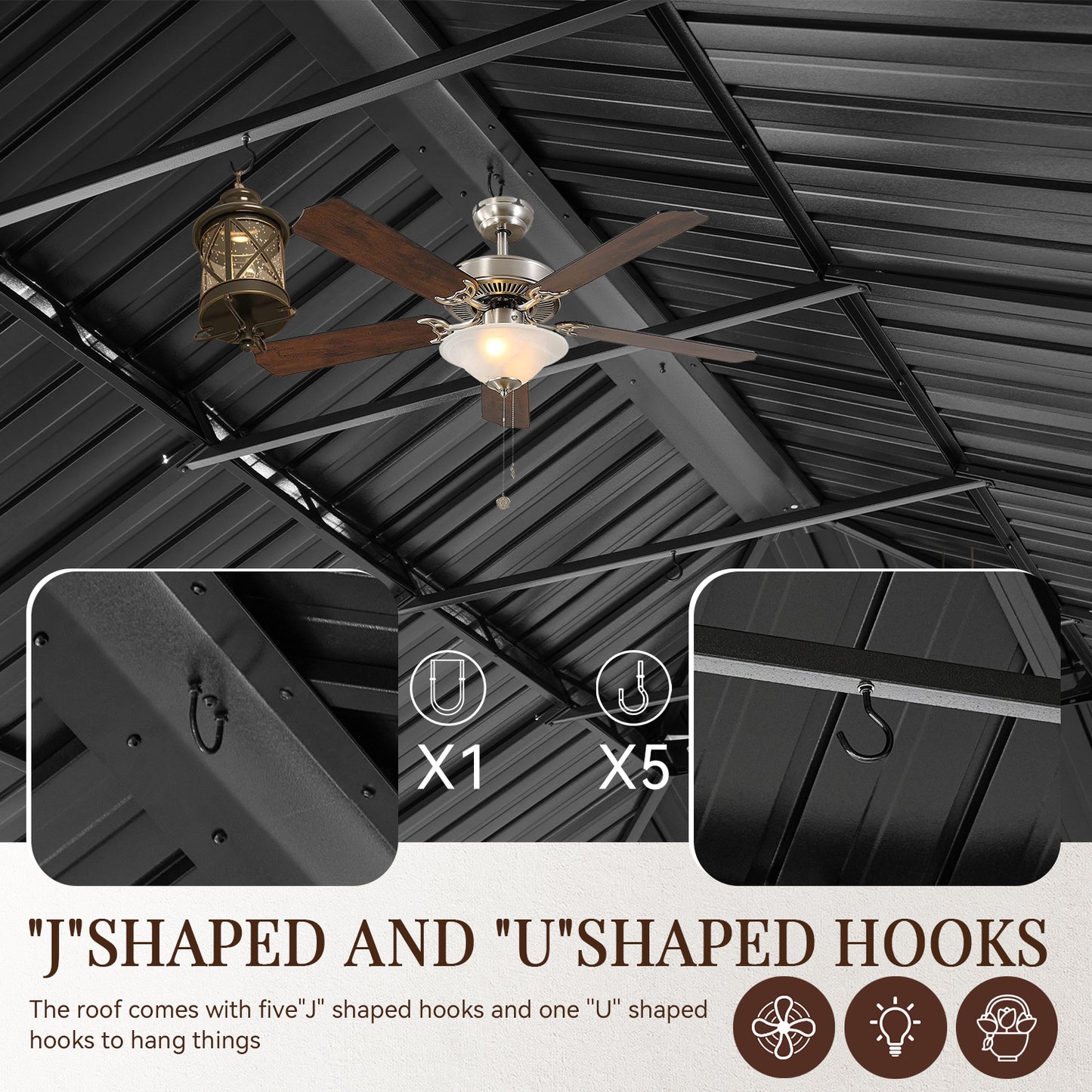 24 Ft. W X 14 Ft. D Metal With Water Guide Roof, 4.7inch Aluminum Post Patio Gazebo