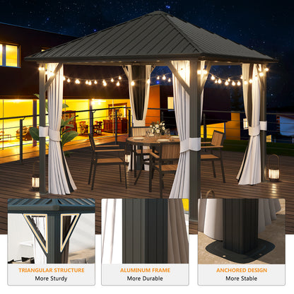 10 Ft. W x 10 Ft. D Aluminum Patio Gazebo