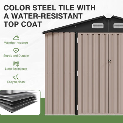 8.0 Ft. W X 6.0 Ft. D Steel Storage Shed With Door Lock And Floor