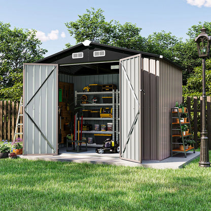 8.0 Ft. W X 6.0 Ft. D Steel Storage Shed With Door Lock And Floor