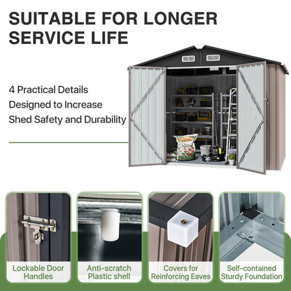 8.0 Ft. W X 6.0 Ft. D Steel Storage Shed With Door Lock And Floor