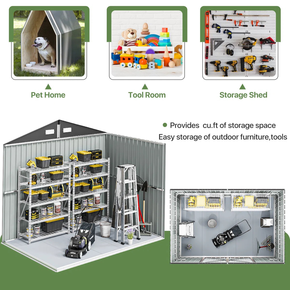 8.0 Ft. W X 6.0 Ft. D Steel Storage Shed With Door Lock And Floor