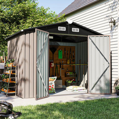 8.0 Ft. W X 6.0 Ft. D Steel Storage Shed With Door Lock And Floor