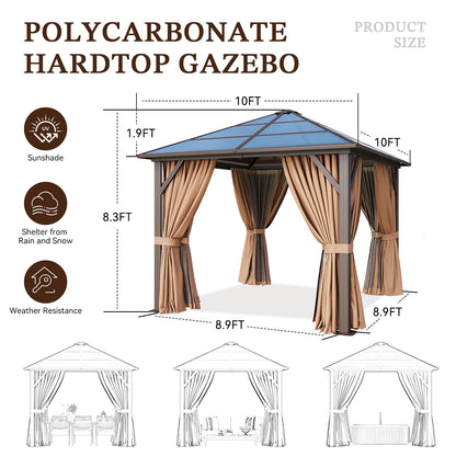 10 Ft. W x 10 Ft. D Aluminum Patio Gazebo