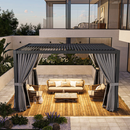 14 Ft. W x 12 Ft. D Outdoor Louvered Aluminum Pergola
