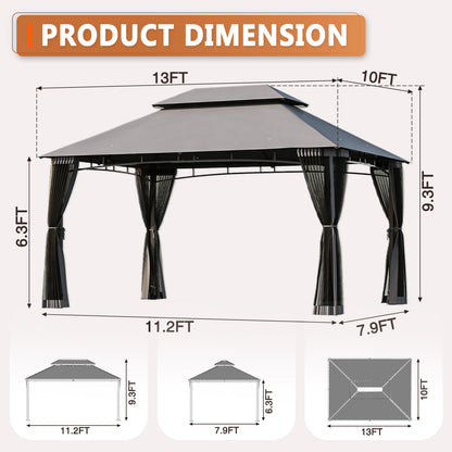 13 Ft. W X 10 Ft. D Steel Patio Gazebo The Soft Roof Gazebos