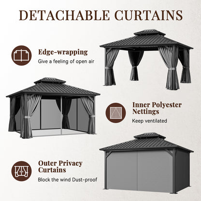 14 Ft. W x 12 Ft. D Metal Patio Gazebo