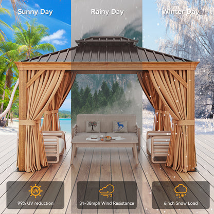 20 Ft. W x 12 Ft. D Aluminum Roof with Galvanized Steel Patio Gazebo