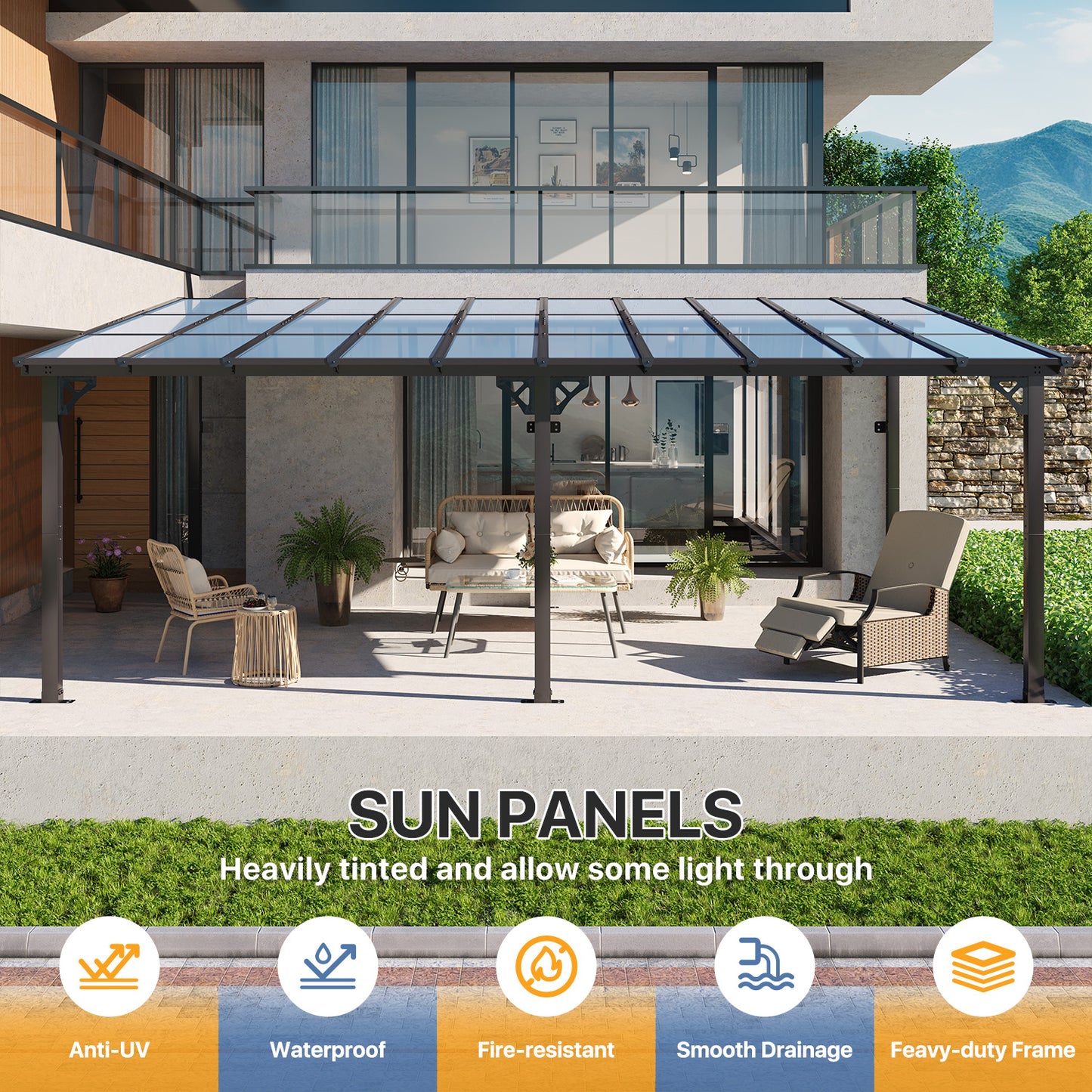 20 Ft. W X 12 Ft. D metal Pergola With Canopy