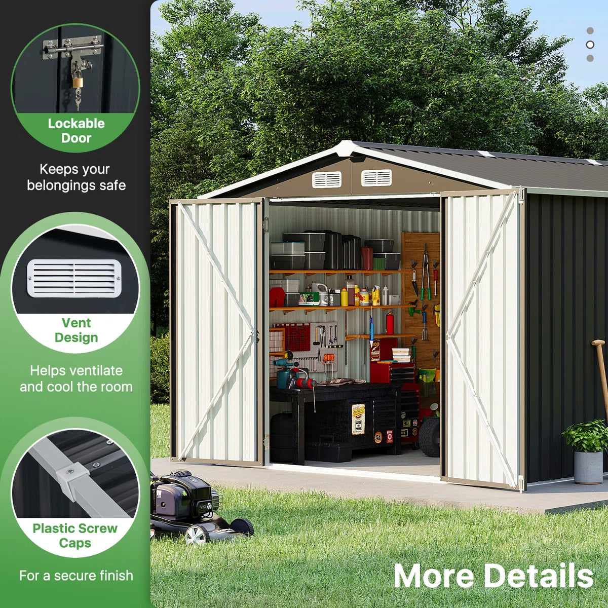 8 Ft. W X 12 Ft. D Metal Storage Shed
