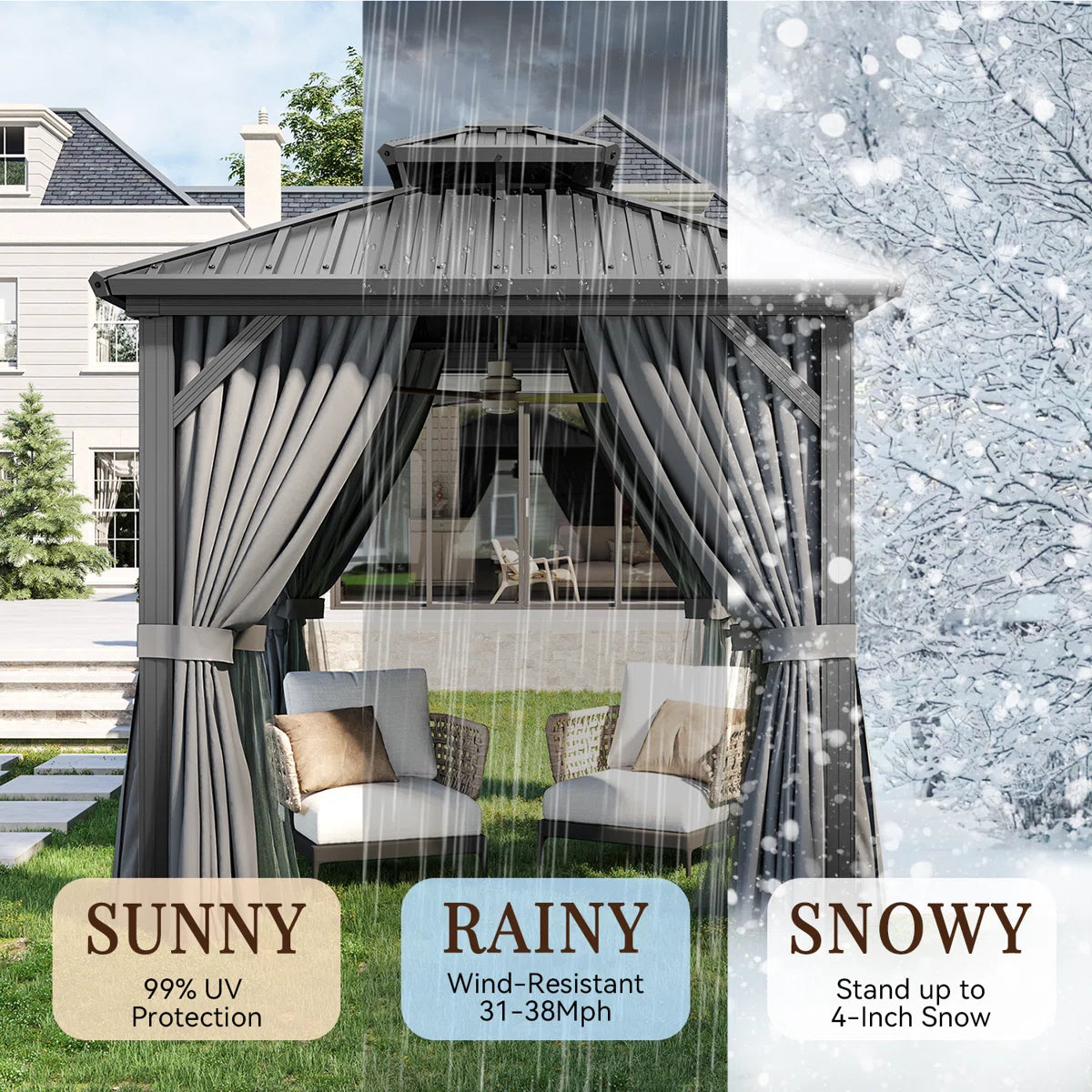 8 Ft. W x 8 Ft. D Metal Patio Gazebo