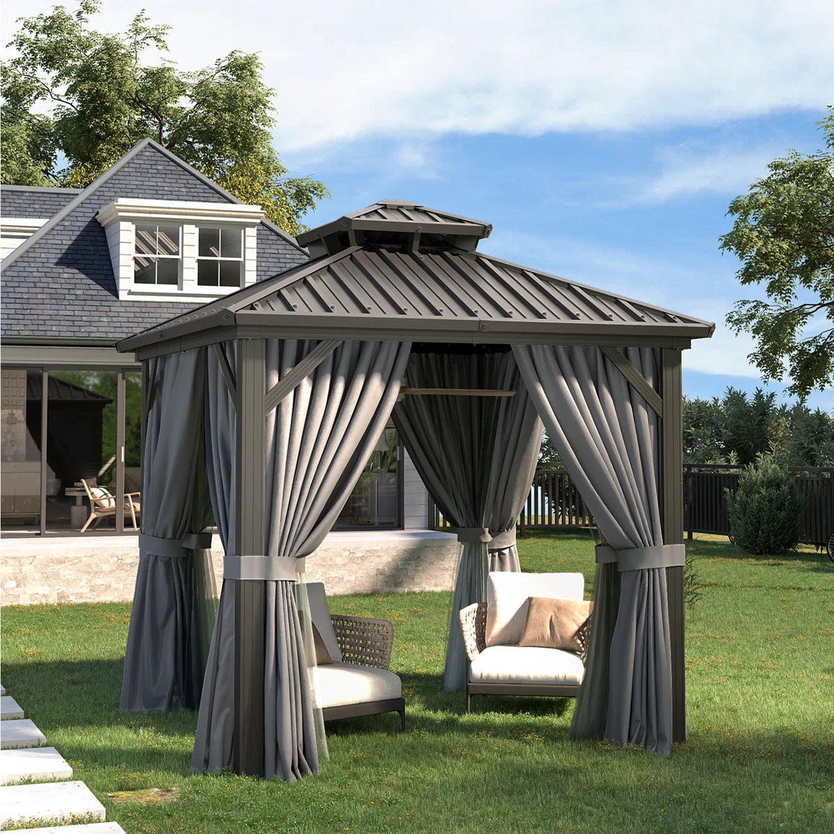 8 Ft. W x 8 Ft. D Metal Patio Gazebo