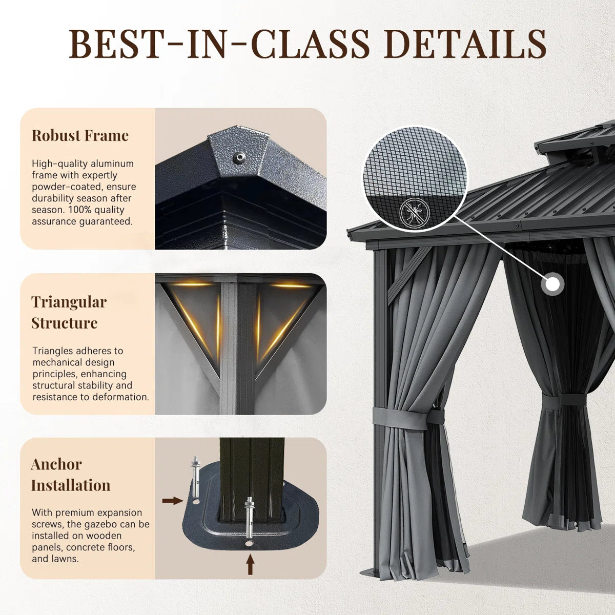 8 Ft. W x 8 Ft. D Metal Patio Gazebo