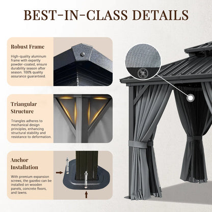 8 Ft. W x 8 Ft. D Metal Patio Gazebo