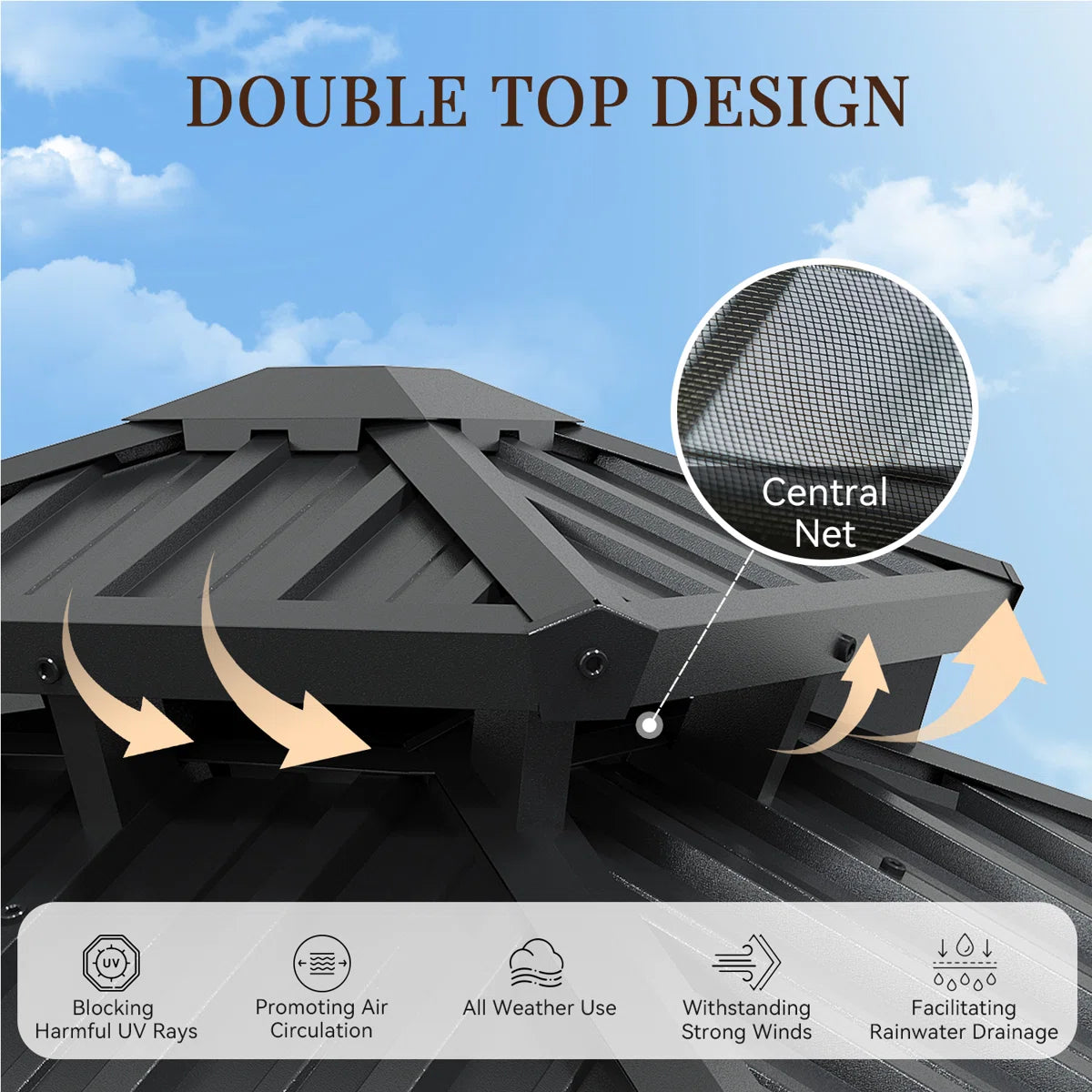 8 Ft. W x 8 Ft. D Metal Patio Gazebo