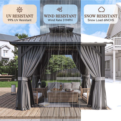 10 Ft. W X 10 Ft. D Aluminum Patio Gazebo With Double Roof