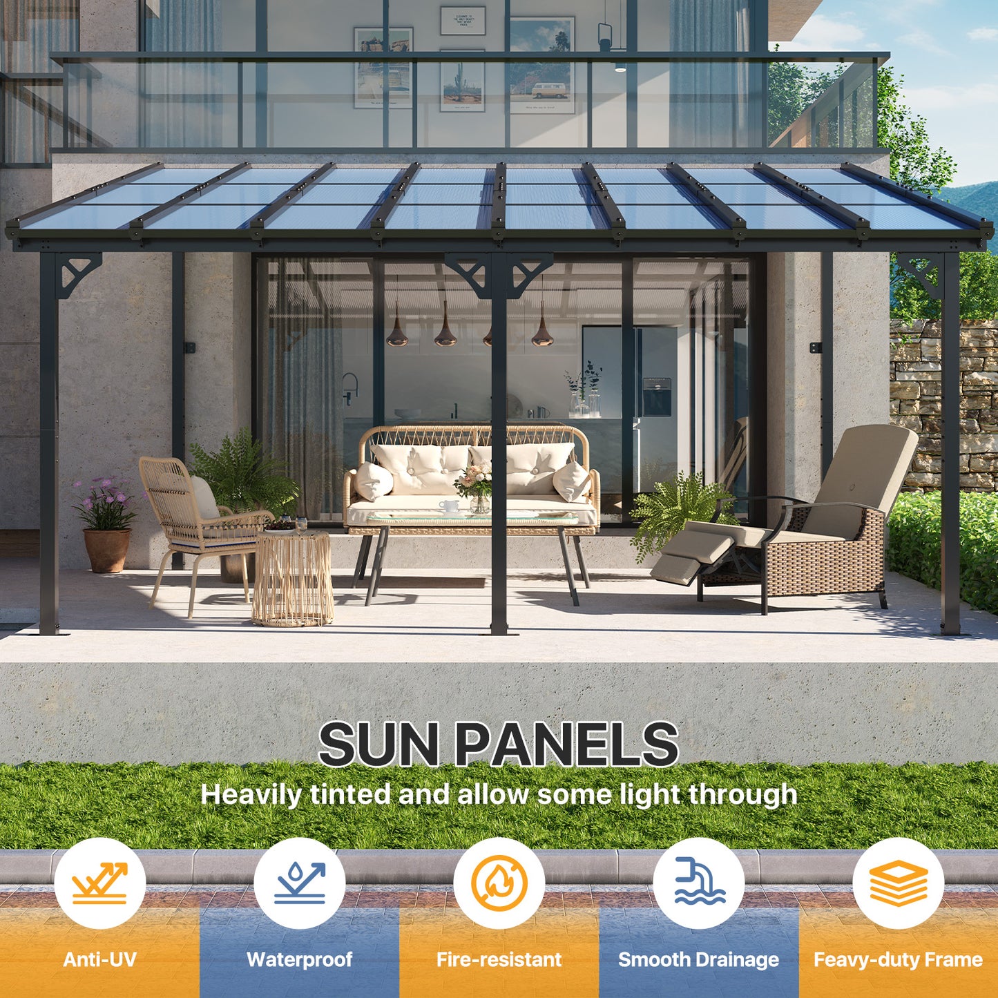 16 Ft. W X 12 Ft. D metal Pergola With Canopy