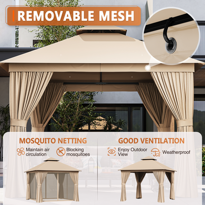 10 Ft. W X 10 Ft. D Steel Patio Gazebo The Soft Roof Gazebos