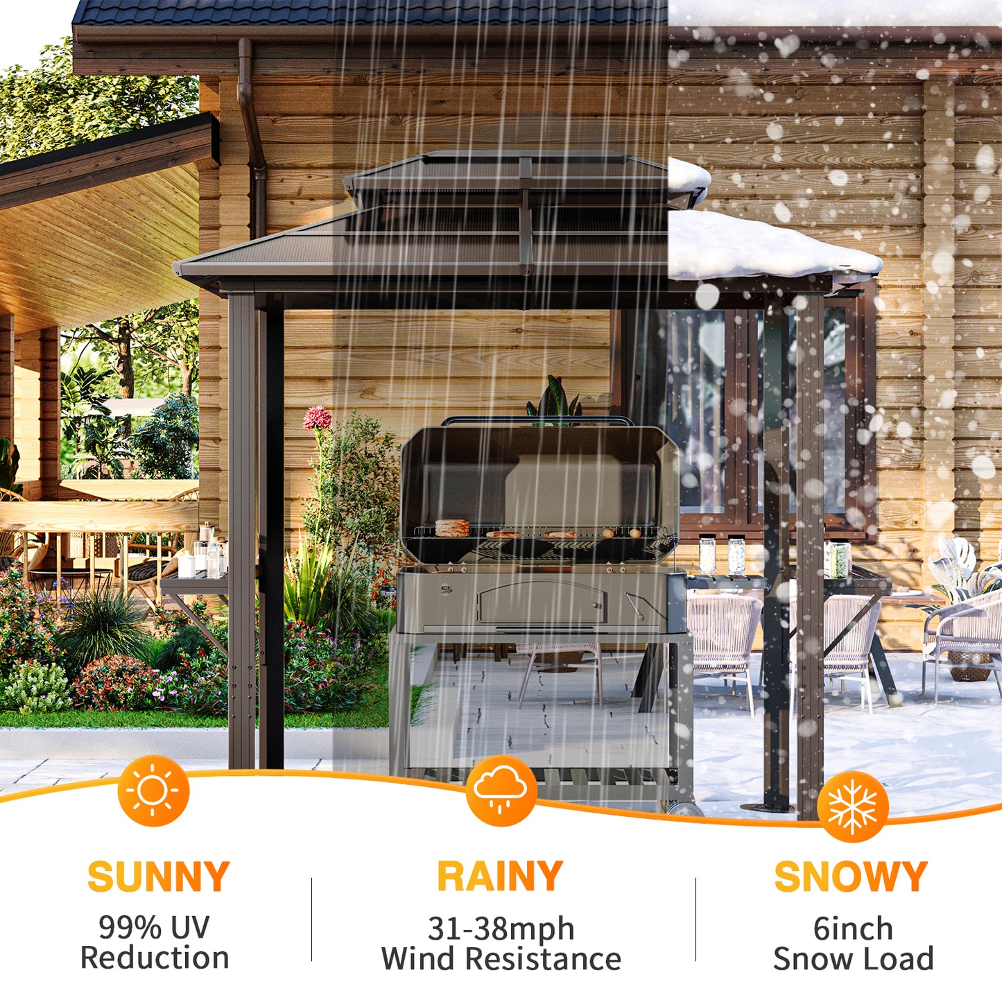 8 Ft. W X 5 Ft. D Aluminum Patio Grill Gazebo