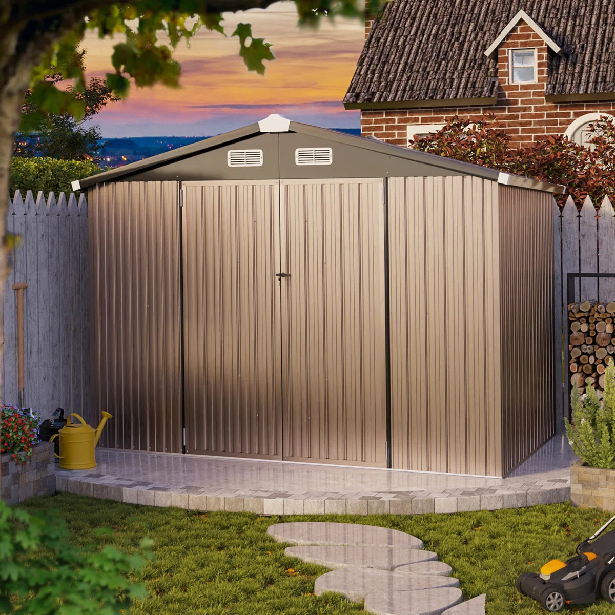 8 ft. W x 5 ft. D Metal Storage Shed with Metal Base Frame Kit