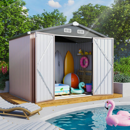 8 ft. W x 5 ft. D Metal Storage Shed with Metal Base Frame Kit