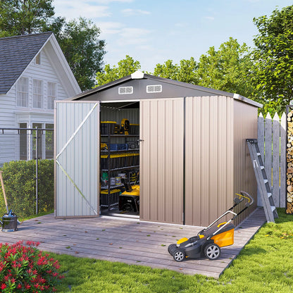 8 ft. W x 5 ft. D Metal Storage Shed with Metal Base Frame Kit
