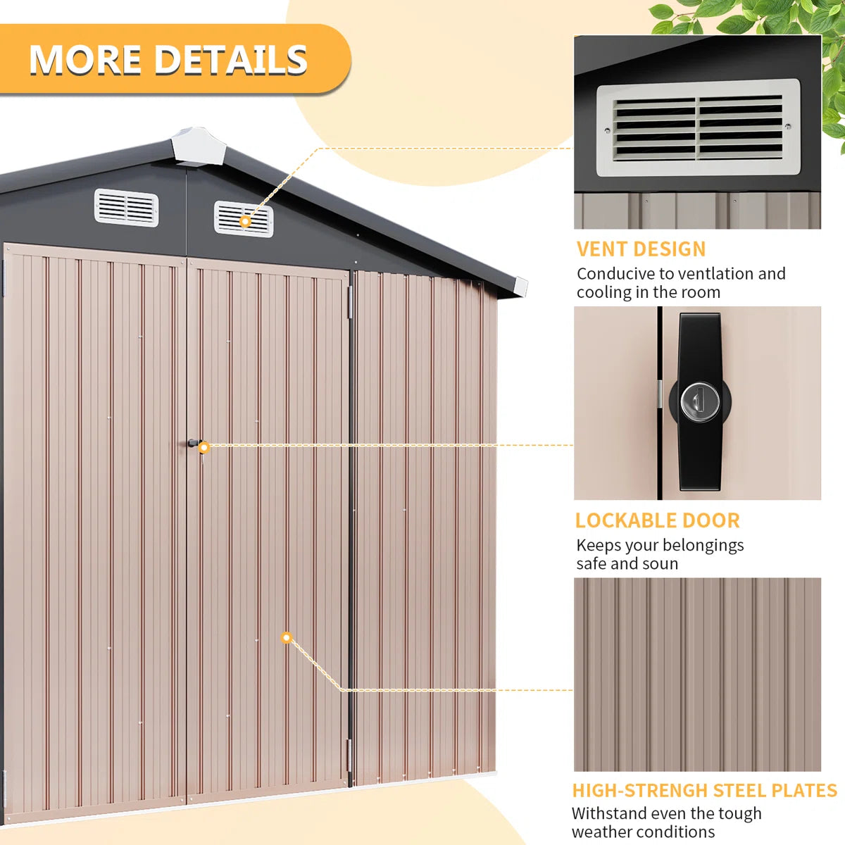 8 ft. W x 5 ft. D Metal Storage Shed with Metal Base Frame Kit