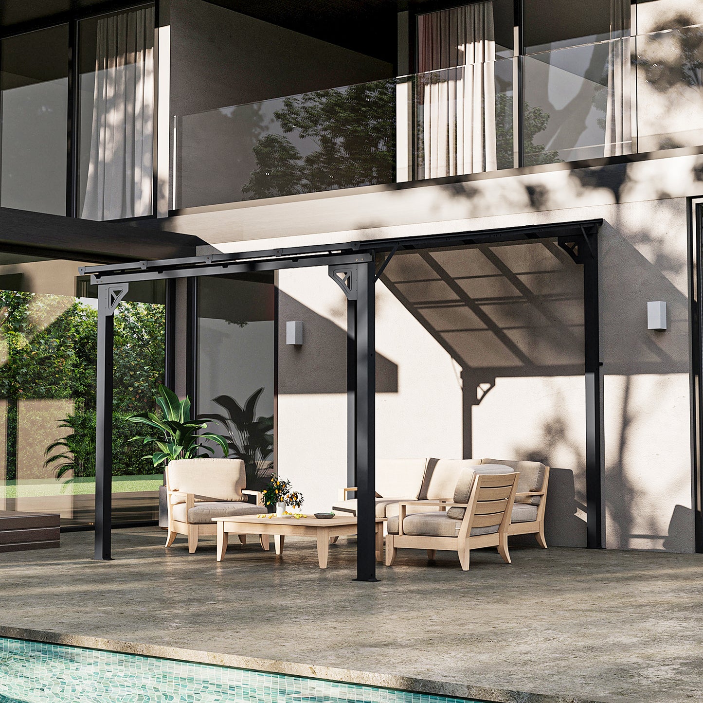 8 Ft. W x 10 Ft. D Metal Pergola With Canopy