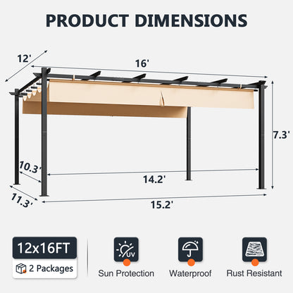 16 Ft. W X 12 Ft.aluminium Pergola With Canopy
