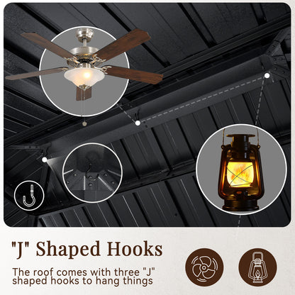 14 Ft. W X 10 Ft. D Patio Gazebo With Double Roof