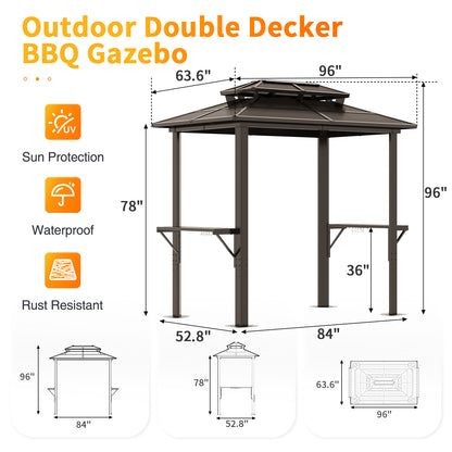 8 Ft. W X 5 Ft. D Aluminum Patio Grill Gazebo