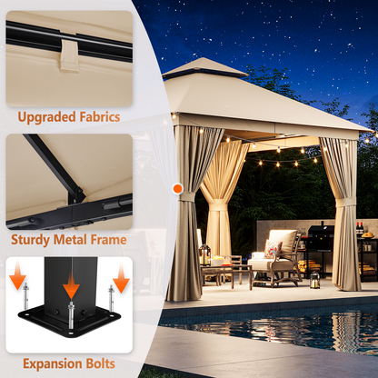 10 Ft. W X 10 Ft. D Steel Patio Gazebo The Soft Roof Gazebos