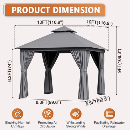 10 Ft. W X 10 Ft. D Steel Patio Gazebo The Soft Roof Gazebos
