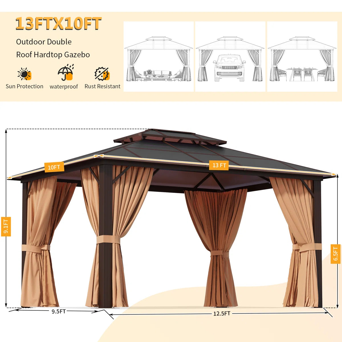 Aluminum Patio Hardtop Gazebo